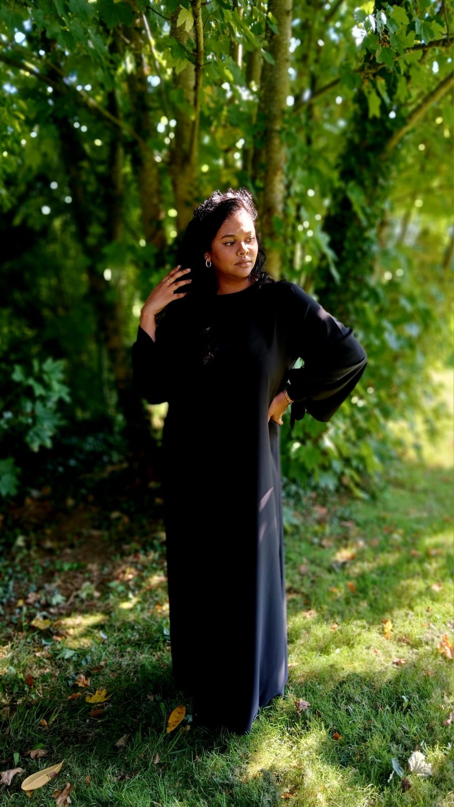 Robe Abaya manche avec noeud